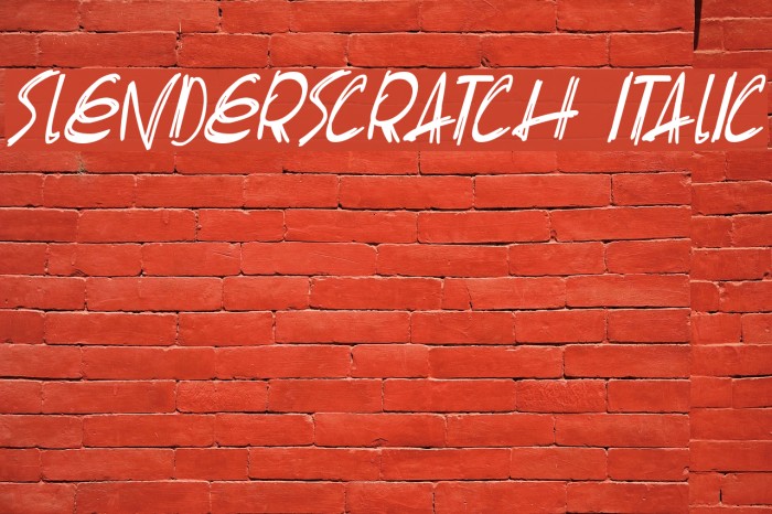 Slenderscratch Italic Font examples