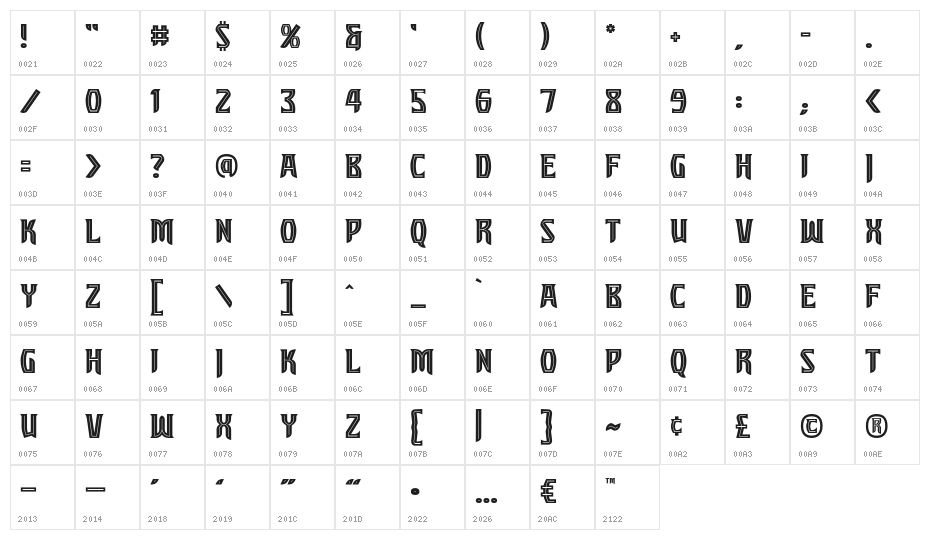 SleuthSerifBB Character Map