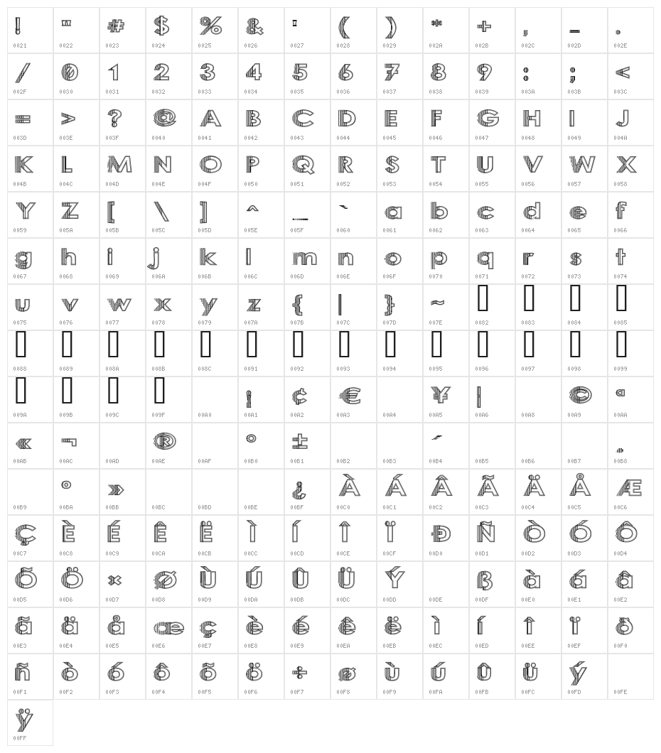 Sliced Iron Character Map