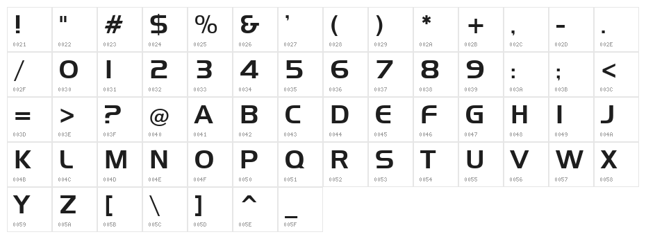 Slider Regular Character Map