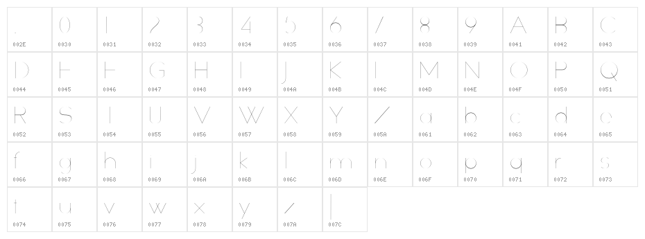 Slim Extreme Character Map