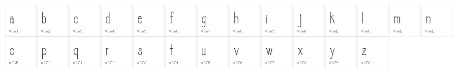 Slim PickinsRegular Character Map