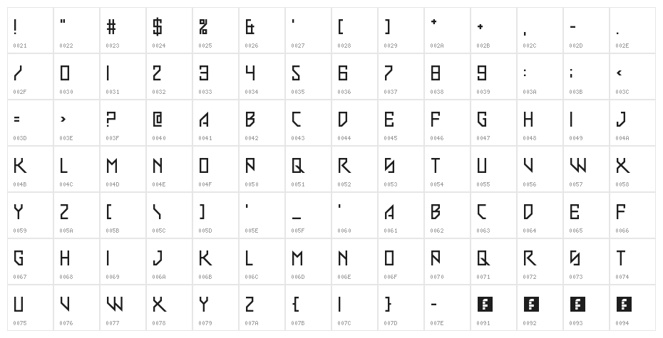 Slim Stradiva Regular Character Map