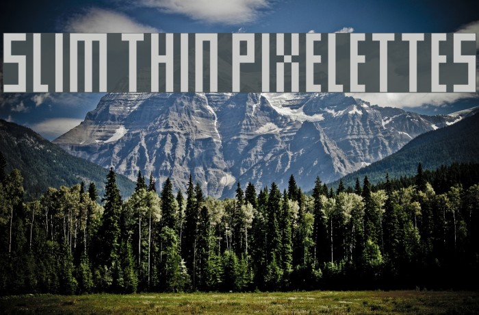 Slim thin pixelettes Font examples