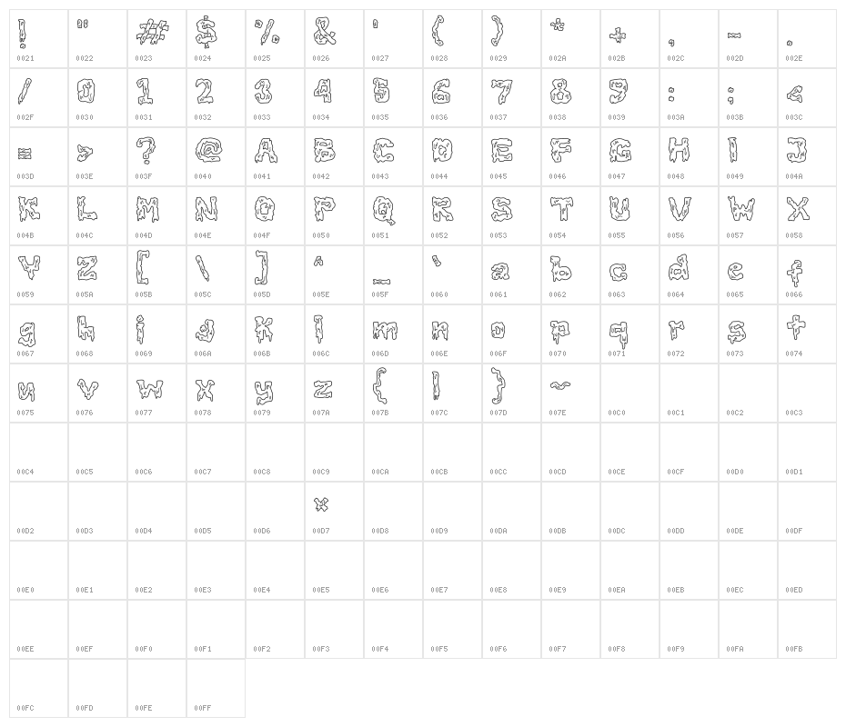 Slimespooky Outline Character Map
