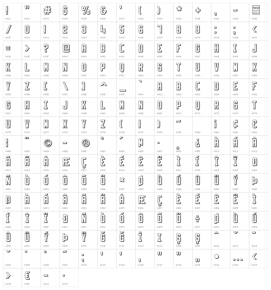 Slimfit Shadowed Character Map
