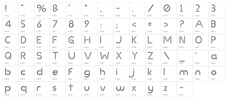 Slinked  Character Map