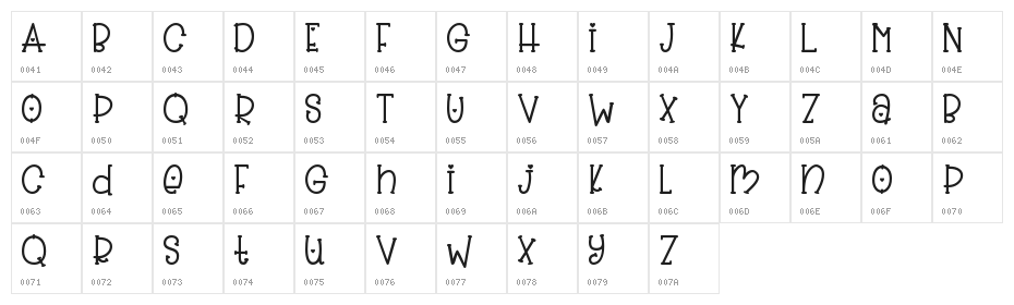 Slinky Bear PERSONAL USE Character Map
