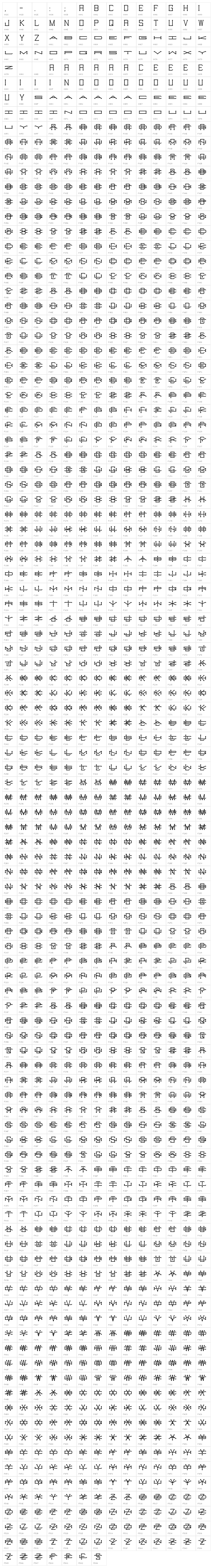 Slugger Monogram Character Map