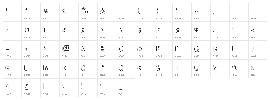 Slushfaux Union Character Map