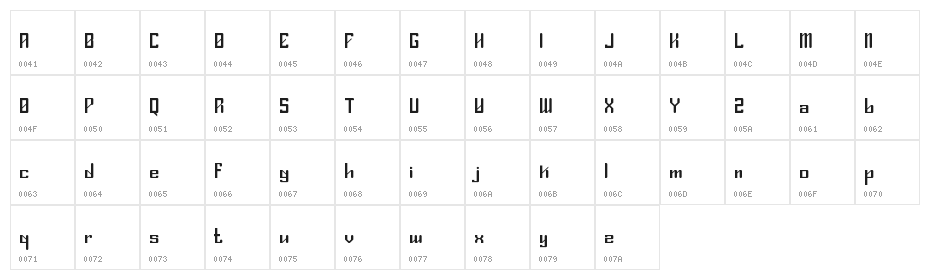 sliders Regular Character Map