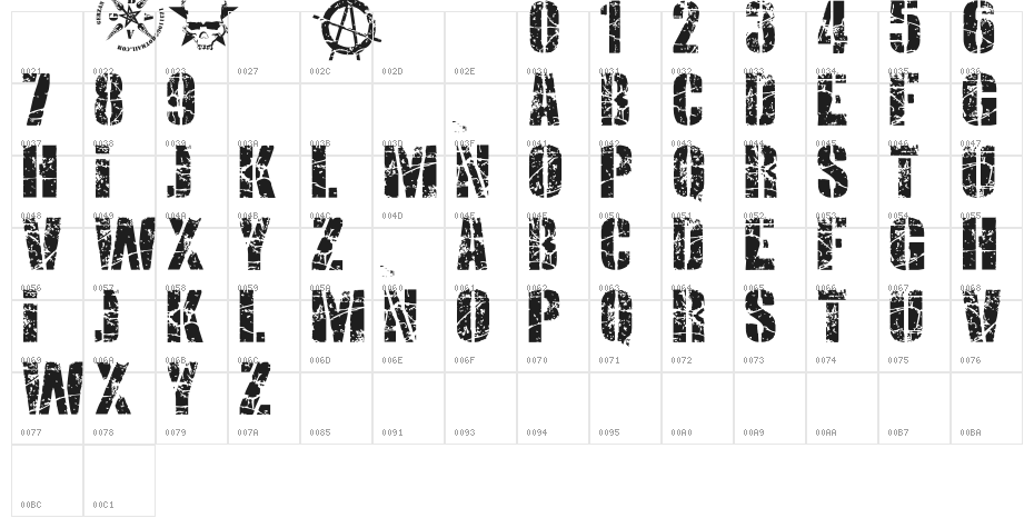 SMASH PUNKERS Character Map