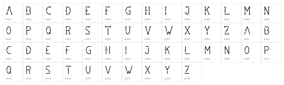 SMBRN Stencil Character Map
