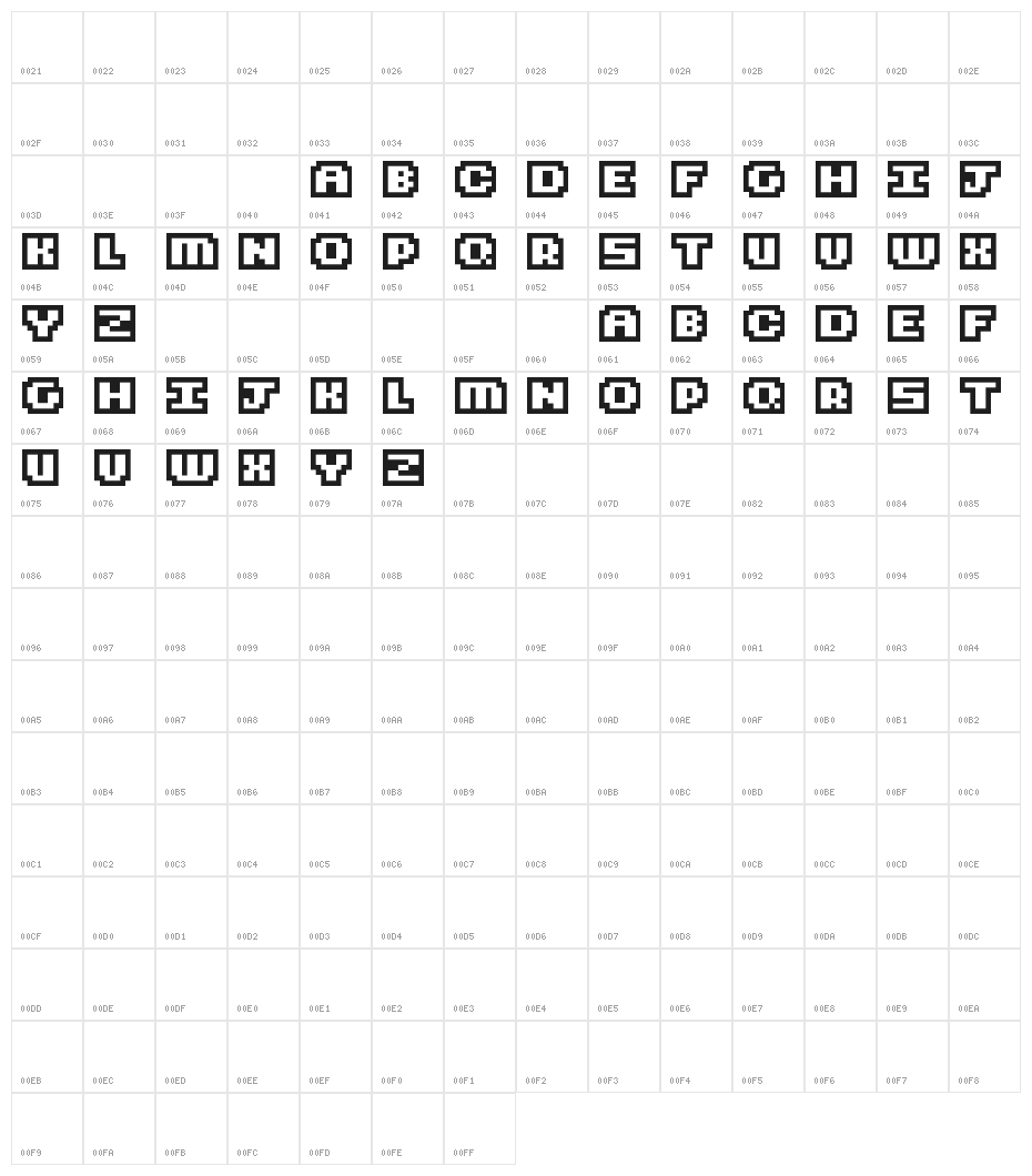 Small Hollows Character Map