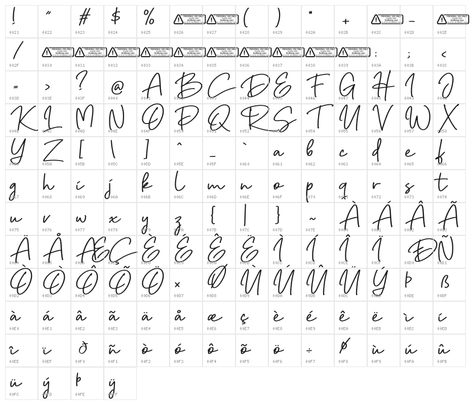 Smart Hallen Character Map