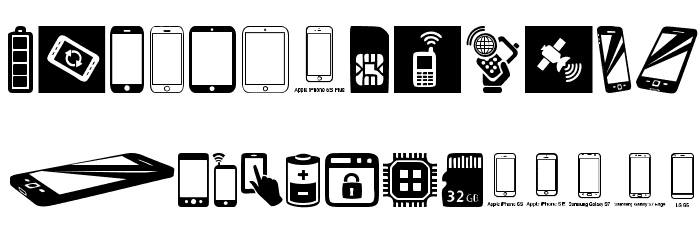 Smartphone Icons Font LOWERCASE