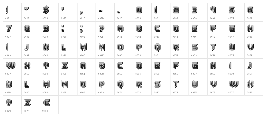 Smash Regular Character Map