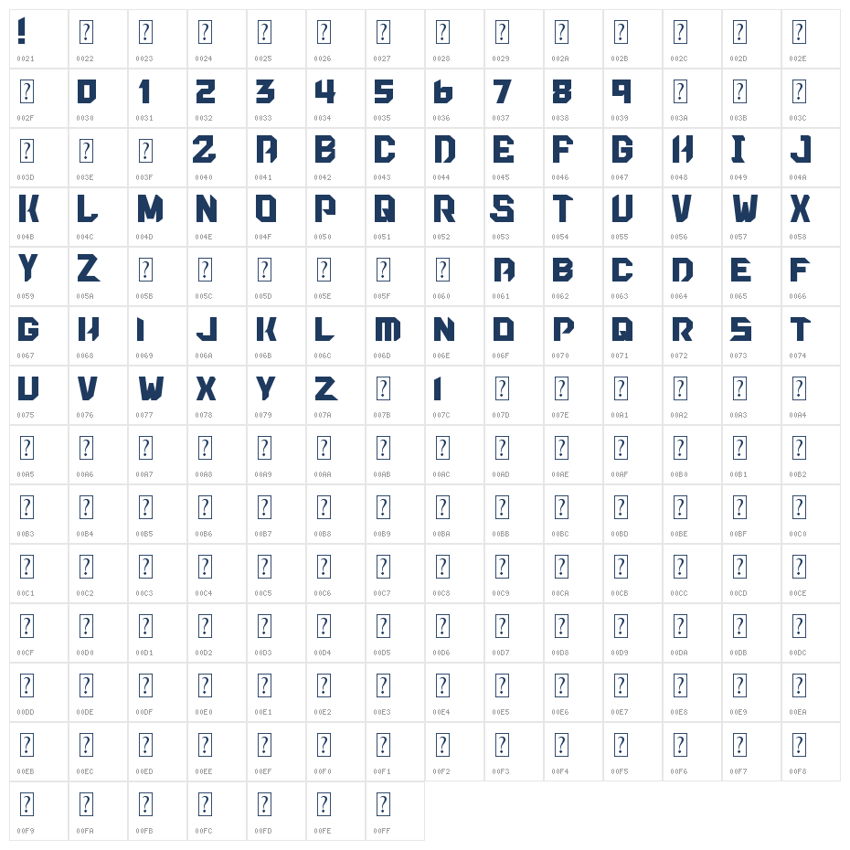 Smash Stadium Font Character Map