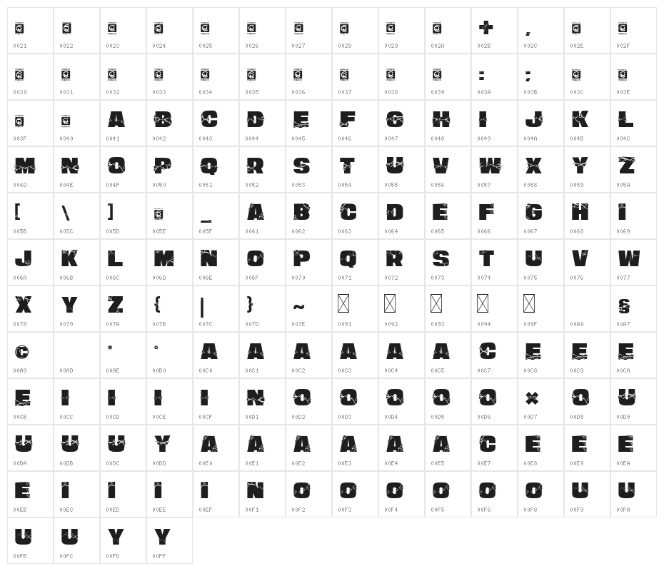Smash Wall Personal Use Character Map