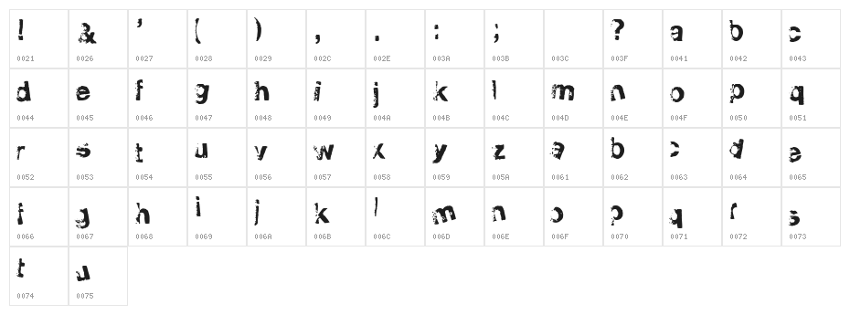 Smellvetica Character Map