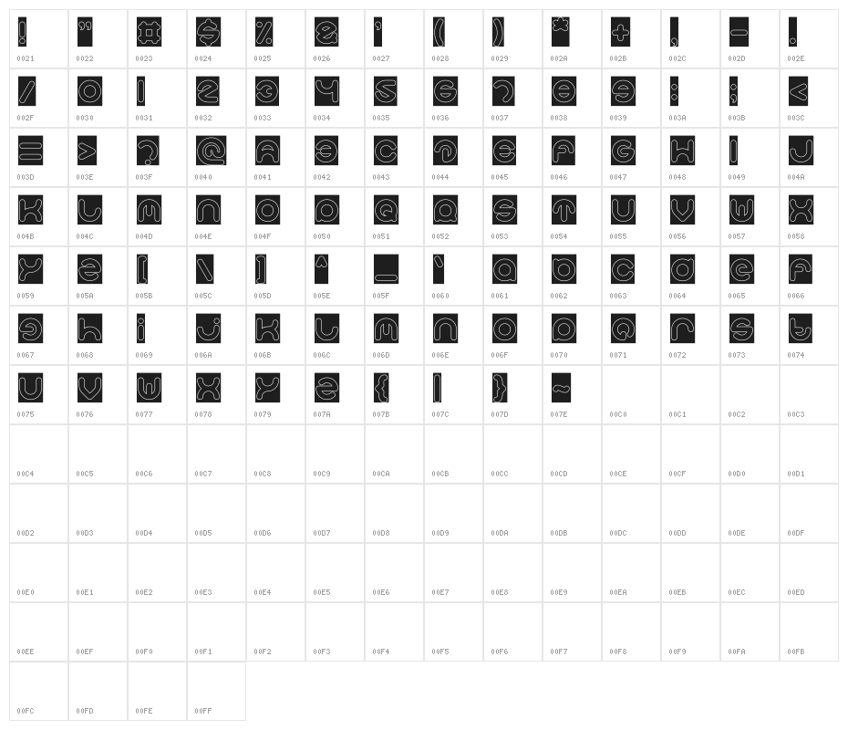 Smiley Turtle-Hollow-Inverse Character Map