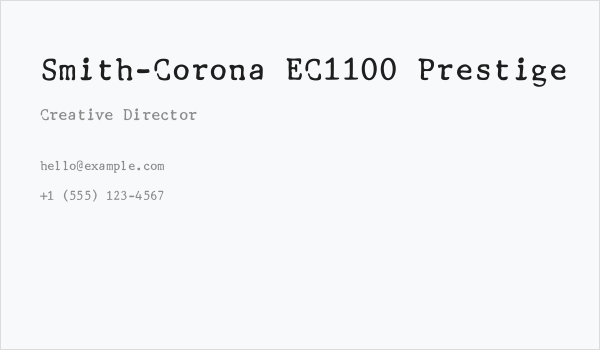 Smith-Corona EC1100 Prestige Business Card