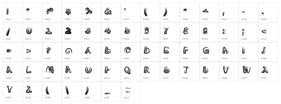 Smoke-Contour-Italic Character Map