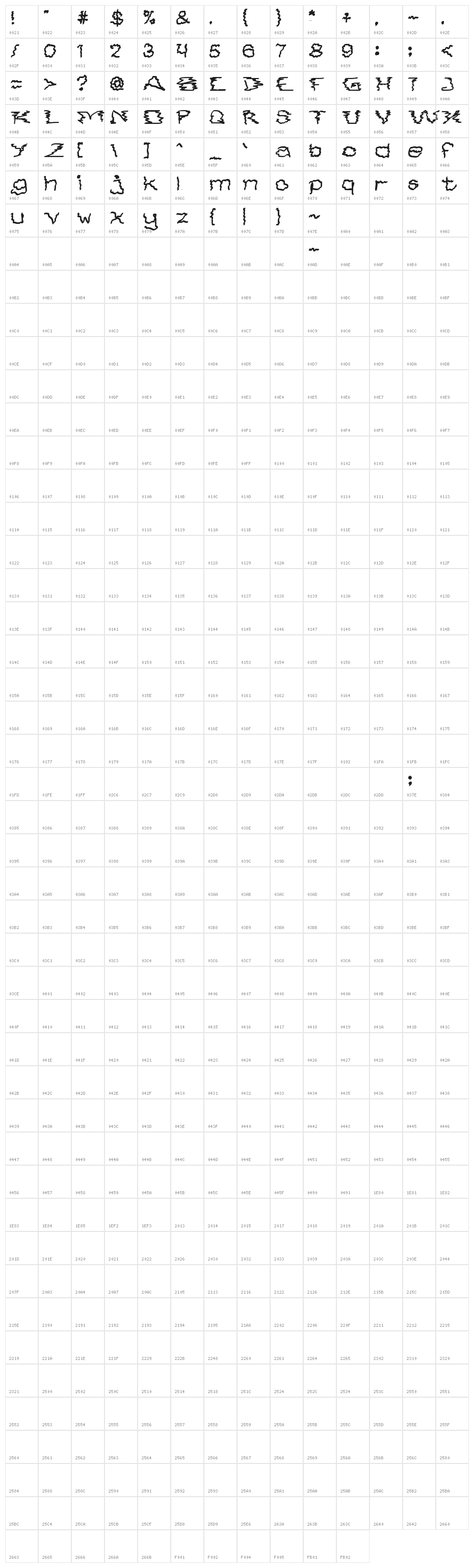 Smoke On The Water Bold Character Map