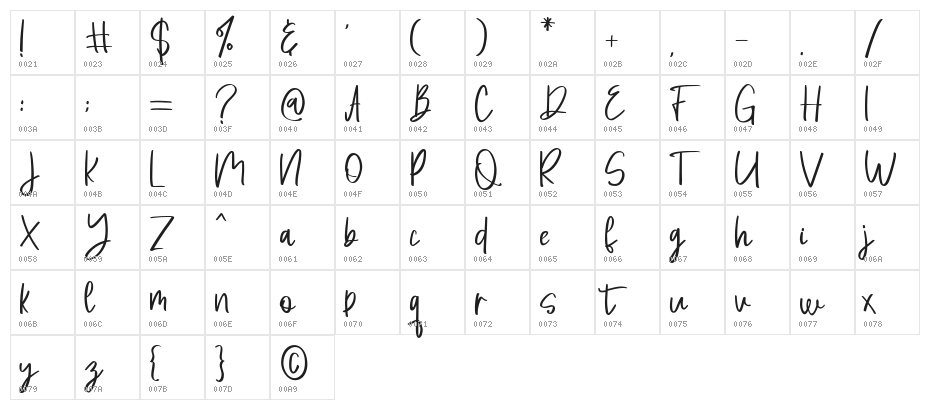 Smoke Regular Character Map