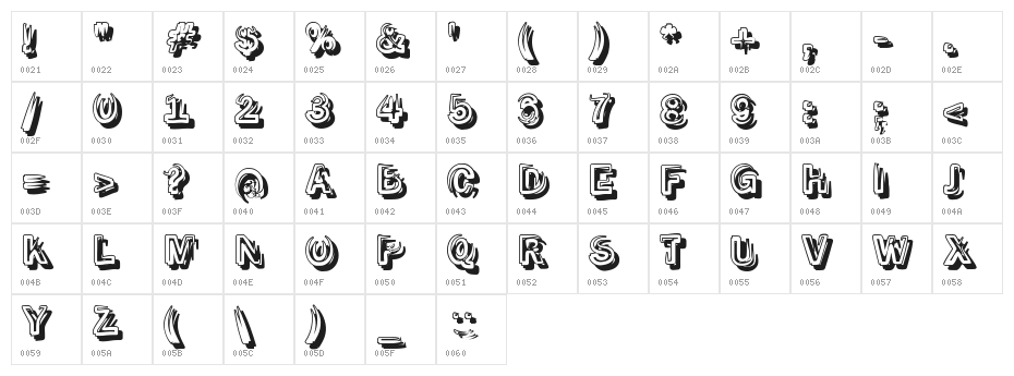 SmokeShadow-Medium Character Map