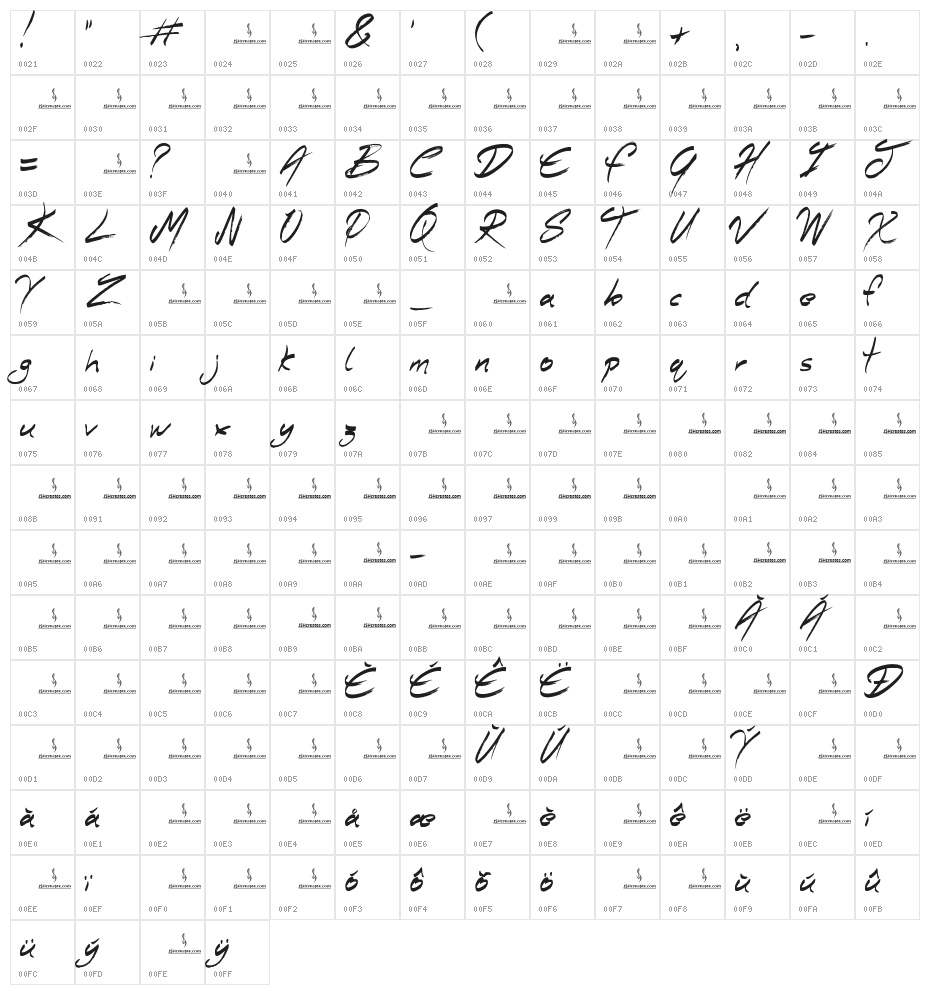 Smokey Follows Character Map