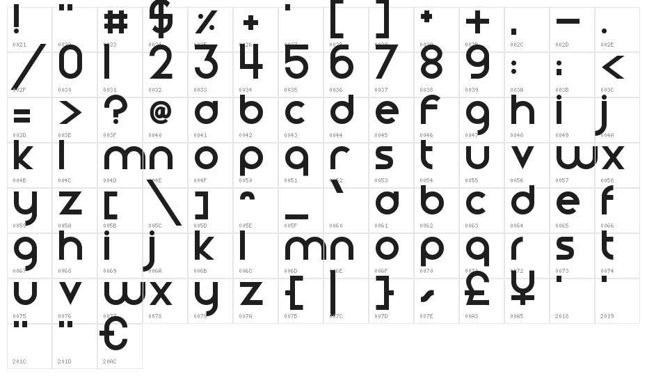 Smooth Circulars Character Map