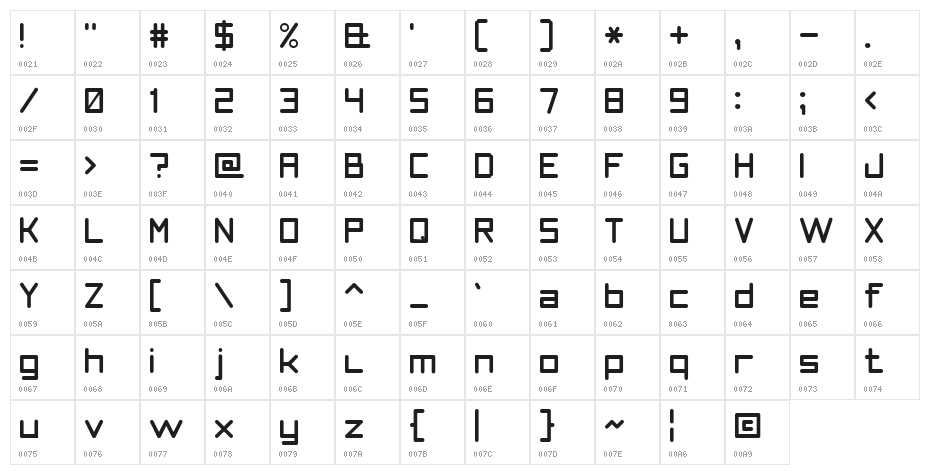 Smooth Line 7 Character Map