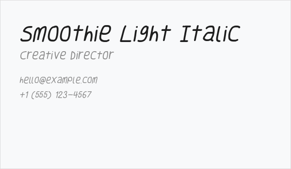Smoothie Light Italic Business Card