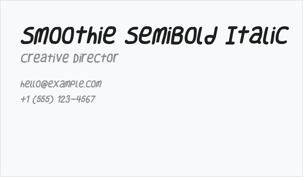 Smoothie SemiBold Italic Business Card