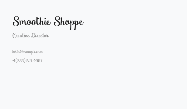 Smoothie Shoppe Business Card