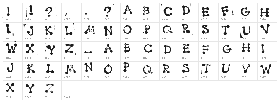 Smudgy Dot Stamps Character Map