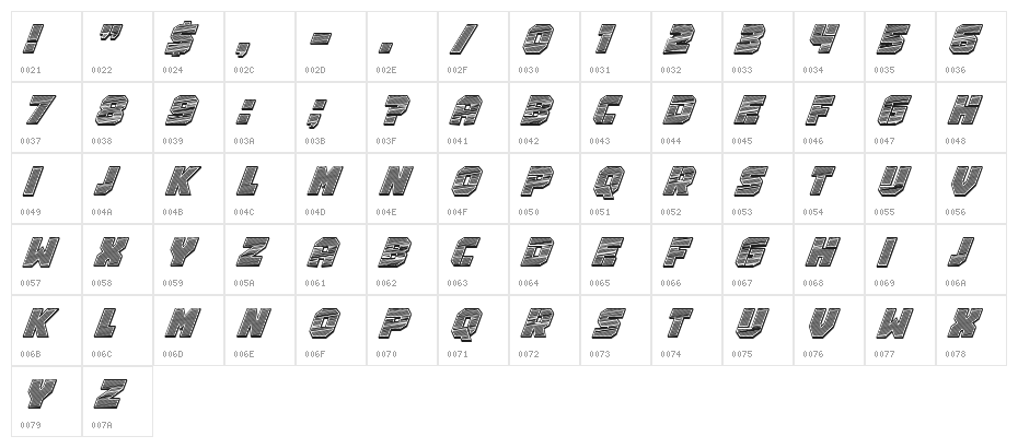 Smuggle Italic Character Map