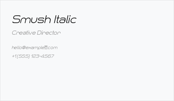 Smush Italic Business Card