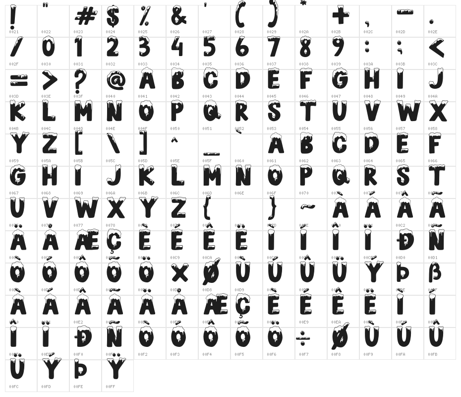 SNOW BLUE Character Map