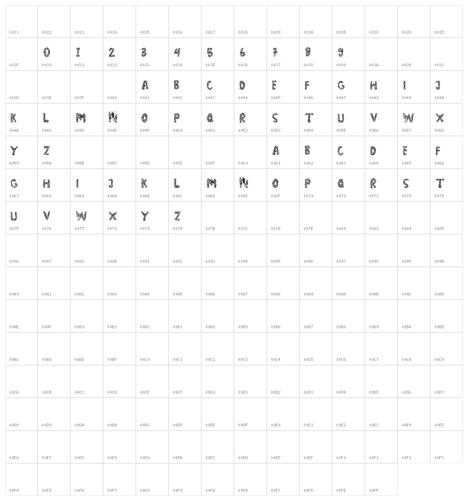 SNOWICE Character Map