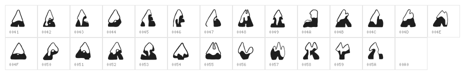 SNOWY MOUNTAINS Character Map