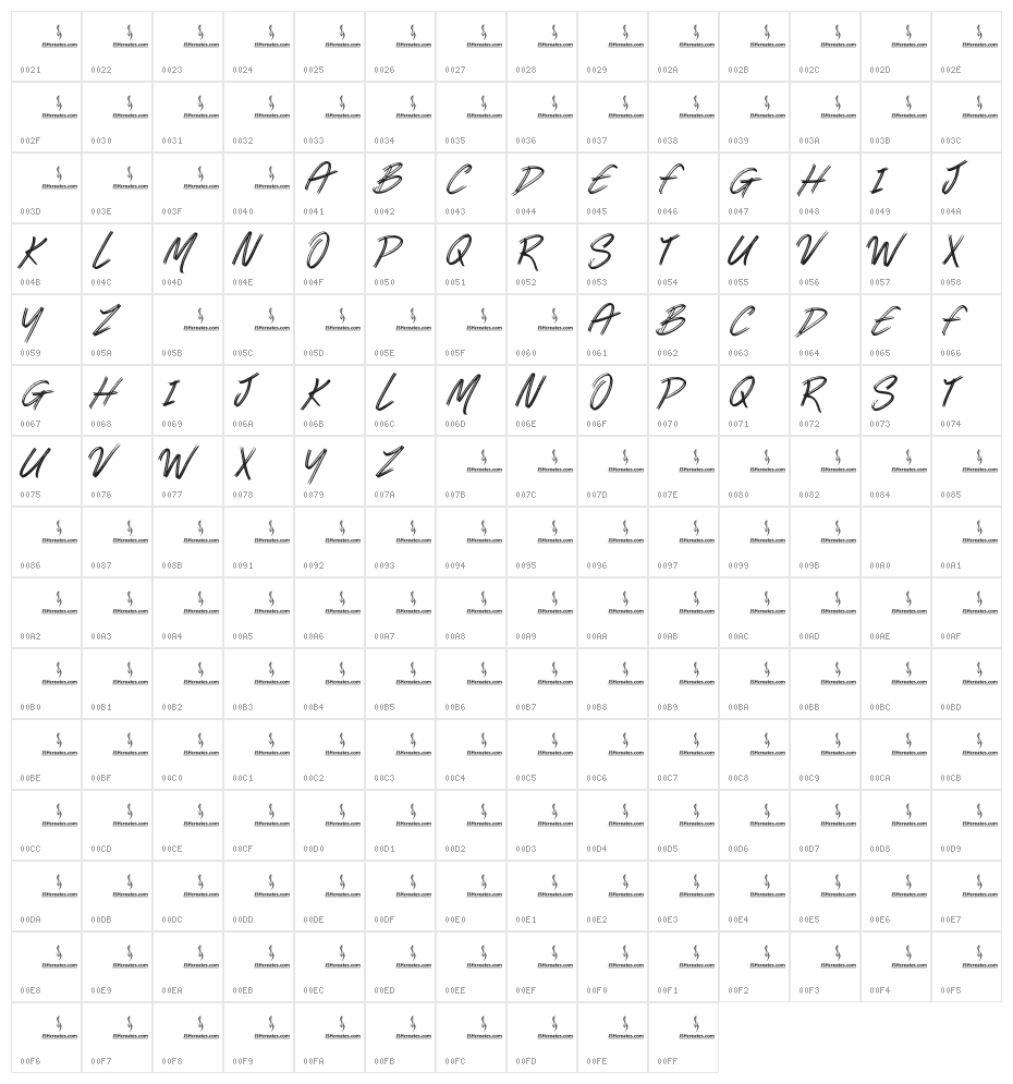 Snackers Character Map