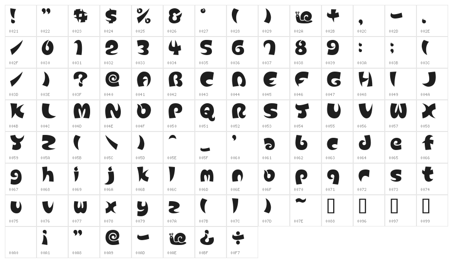 SnailAL Character Map