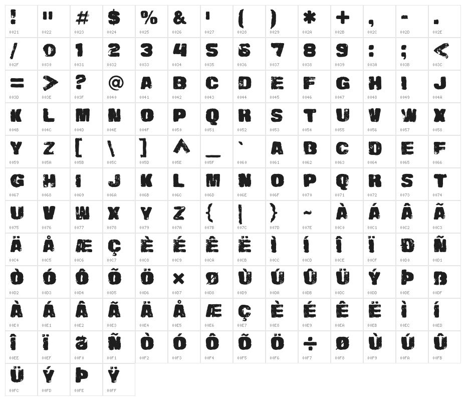 Snailmate Regular Character Map