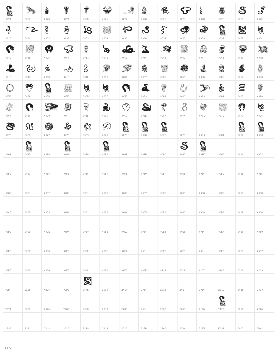 Snake Mix Character Map