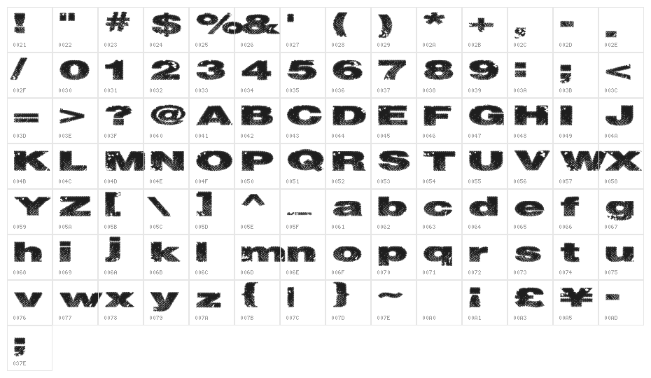 SnakeStitch Character Map