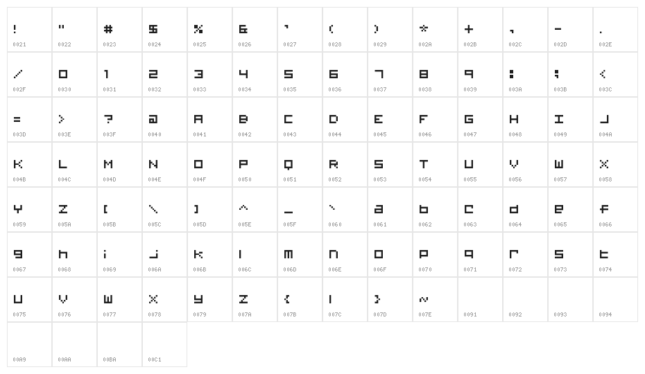 SnareDrum One NBP Character Map