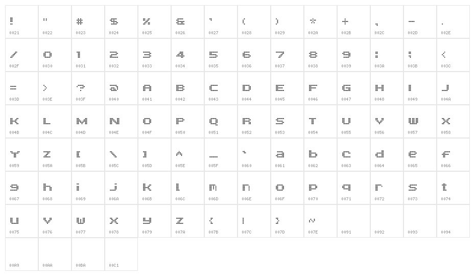 SnareDrum Two NBP Character Map