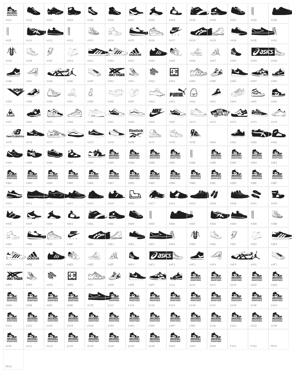 Sneakers Character Map